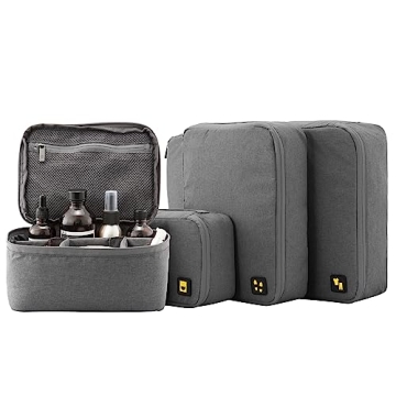 LEVEL8 4 Set Packing Cubes for Carry On Suitcase - Travel Essentials Gray