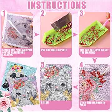 9 Pack Animal Diamond Painting Kits for Kids Adults 5D Cute Diamond Art Kits Full Drill Diamond Art Painting 6 x 6 Inches Cute Animal Paint Crafts Decor for Beginners Home Wall Decoration