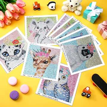 9 Pack Animal Diamond Painting Kits for Kids Adults 5D Cute Diamond Art Kits Full Drill Diamond Art Painting 6 x 6 Inches Cute Animal Paint Crafts Decor for Beginners Home Wall Decoration
