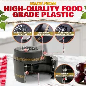 3 Pcs Wine Bottle Lock Cap - 1-1.1in Soda Lock Cap Liquor Bottle Locking Caps - Password Bottle Security Cap Locks Plastic Wine Bottle Tops - Drink Lock Wine Bottle Locking Cap Liquor Bottle Lock