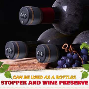 3 Pcs Wine Bottle Lock Cap - 1-1.1in Soda Lock Cap Liquor Bottle Locking Caps - Password Bottle Security Cap Locks Plastic Wine Bottle Tops - Drink Lock Wine Bottle Locking Cap Liquor Bottle Lock