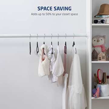 Zober Velvet Kids Hangers for Closet - Pack of 50 Non Slip Childrens Hangers for Shirts, Pants & Dresses w/Swivel Hook - Durable Clothes Hanger w/Notches - Small Hangers - Black