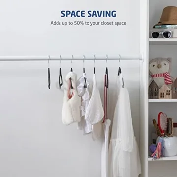 Zober Velvet Kids Hangers for Closet - Pack of 50 Non Slip Childrens Hangers for Shirts, Pants & Dresses w/Swivel Hook - Durable Clothes Hanger w/Notches - Small Hangers - Black