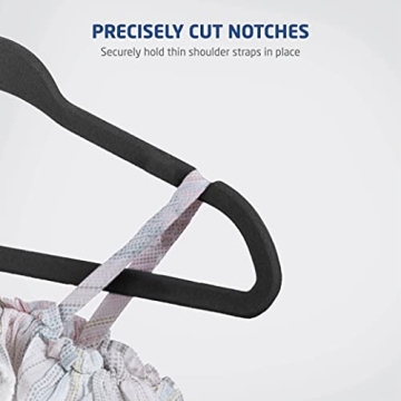 Zober Velvet Kids Hangers for Closet - Pack of 50 Non Slip Childrens Hangers for Shirts, Pants & Dresses w/Swivel Hook - Durable Clothes Hanger w/Notches - Small Hangers - Black