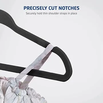 Zober Velvet Kids Hangers for Closet - Pack of 50 Non Slip Childrens Hangers for Shirts, Pants & Dresses w/Swivel Hook - Durable Clothes Hanger w/Notches - Small Hangers - Black