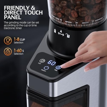 QJA Electric Burr Coffee Grinder with 60 Adjustable Settings
