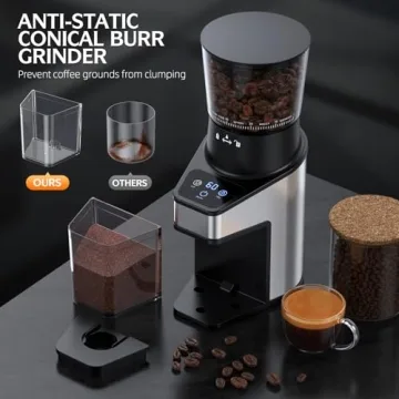 QJA Electric Burr Coffee Grinder with 60 Adjustable Settings