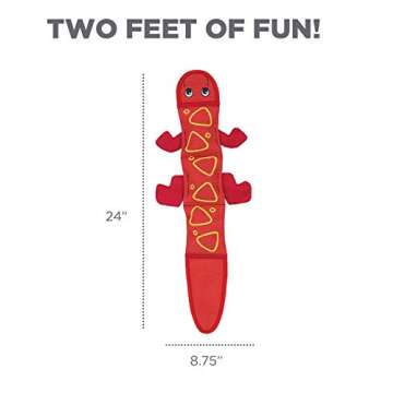 Outward Hound Fire Biterz Red Lizard Plush Firehose Material Interactive Dog Toy, Large