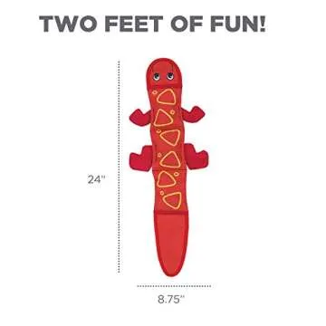 Outward Hound Fire Biterz Red Lizard Plush Firehose Material Interactive Dog Toy, Large