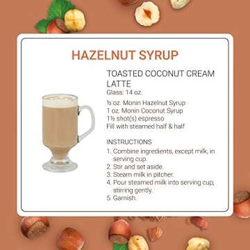 Monin - Hazelnut Syrup, Nutty Taste of Caramelized Hazelnut, Natural Flavors, Great for Mochas, Lattes, Smoothies, Shakes, and Cocktails, Non-GMO, Gluten-Free (1 Liter)