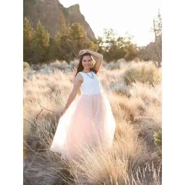 EllieHouse Womens Long Tutu Party Evening Tulle Skirt Blush Pink Size 3XL PC05