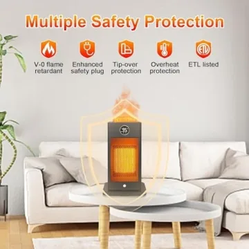 3-in-1 Space Heater and Humidifier with 90° Oscillation