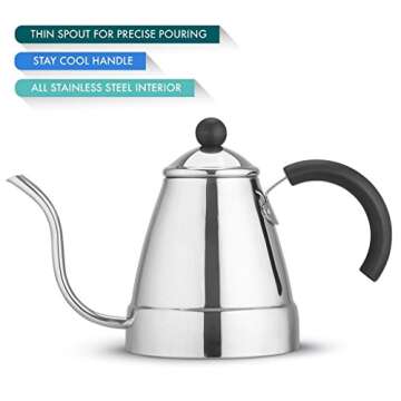 Zell Stainless Steel Gooseneck Coffee Kettle 47 oz