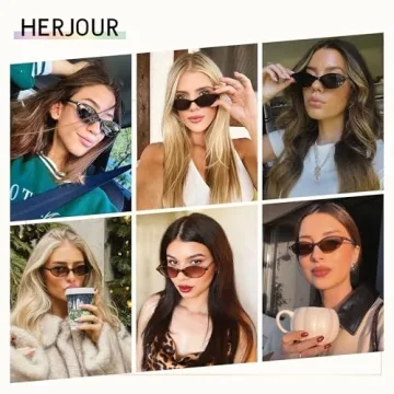 Stylish HERJOUR Retro Oval Cat Eye Sunglasses for Women