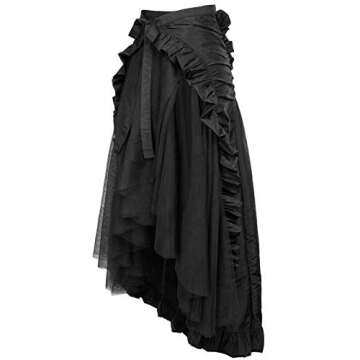 Women's Steampunk Gothic Clothing Vintage Cotton Lace Skirts, Black, Size Medium