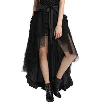 Women's Steampunk Gothic Clothing Vintage Cotton Lace Skirts, Black, Size Medium