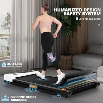 Walking Pad Treadmill Under Desk Treadmill for Home/Office, 2.5HP Portable Walking Treadmill with Re...