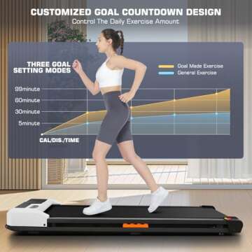 Walking Pad Treadmill Under Desk Treadmill for Home/Office, 2.5HP Portable Walking Treadmill with Remote Control & LED Display, Quiet Jogging Walking Treadmill, Black White