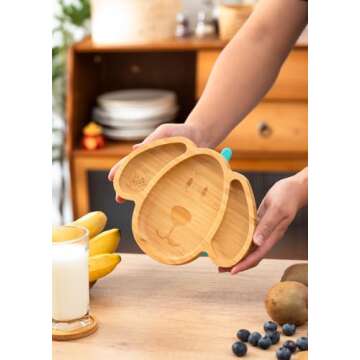 Xboo Toddler Plates - Bamboo Baby Suction Plates for Happy Mealtimes
