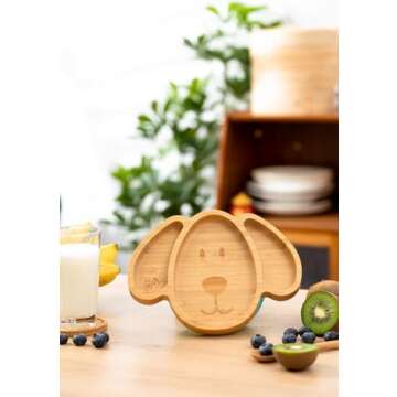 Xboo Toddler Plates - Bamboo Baby Suction Dishes for Kids