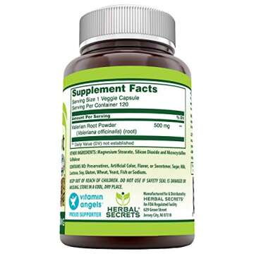 Create Calm Nights with Herbal Secrets Valerian Root 500mg - 120 Veggie Capsules