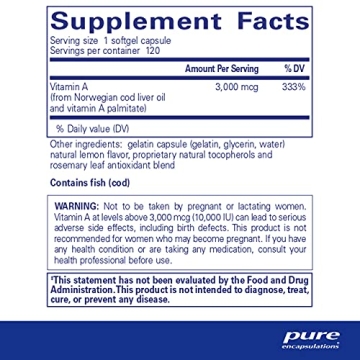 Pure Encapsulations Vitamin A 3000 mcg Immune Vision Support