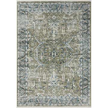 Abani Savoy Area Rug - Durable Blue/Green Design | 5'3" x 7'6"