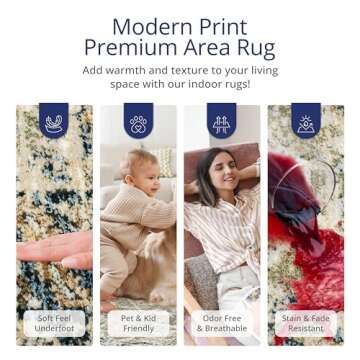 Abani Savoy Area Rug - Durable Blue/Green Design | 5'3" x 7'6"