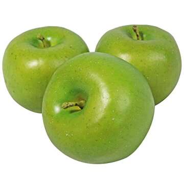 Millennial Essentials Fake Fruit Artificial Realistic Lifelike Decorative Foam Fruits & Vegetables for Hand Made Home, Kitchen, Party Decor (6pcs Green Apples)