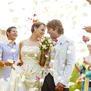 Attmu 3200 Pcs Artificial Rose Petals Valentines Day Decorations for The Home, Fake Rose Flower Petals for Wedding, Party (Ivory)