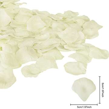 Attmu 3200 Pcs Artificial Rose Petals Valentines Day Decorations for The Home, Fake Rose Flower Petals for Wedding, Party (Ivory)