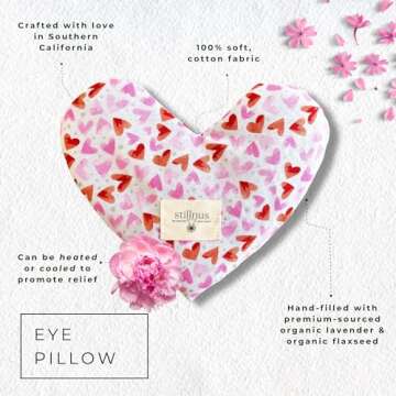 Stillnus Handmade Heart-Shaped Eye Pillow - Organic Lavender & Flax Seed, Weighted. Hot/Cold Compres...