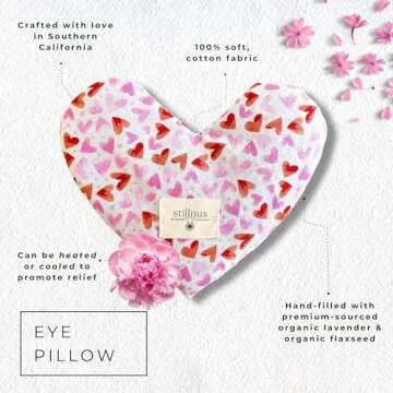 Stillnus Handmade Heart-Shaped Eye Pillow - Organic Lavender & Flax Seed, Weighted. Hot/Cold Compres...