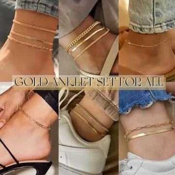 Stylish iF YOU Gold Ankle Bracelets Waterproof Set for Women