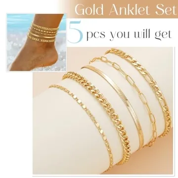 Stylish iF YOU Gold Ankle Bracelets Waterproof Set for Women
