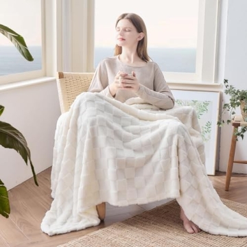 NEWCOSPLAY Super Soft Ivory Throw Blanket for All Seasons