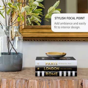 Decorative Books for Home Decor — Gold Foil Stamping, Fake Books for Decoration — a Set of 3 Book Decor for Coffee Table, Entryway, Bookshelf