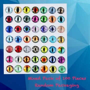 XIYONALI 100PCS Eye Beads Nail Charms, 3D Crystal Animal Decoration, Medium Acrylic Rhinestones, Round Nail Art Accessories for DIY Manicure (0.31in)