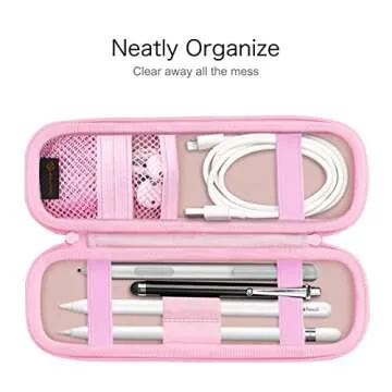 Fintie Holder Case for Apple Pencil Pro, Apple Pencil (USB-C / 1st / 2nd Generation), PU Leather Carrying Bag Sleeve Compatible with Pen, USB Cable, Samsung Stylus, Rose Gold
