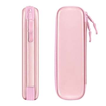 Fintie Holder Case for Apple Pencil Pro, Apple Pencil (USB-C / 1st / 2nd Generation), PU Leather Carrying Bag Sleeve Compatible with Pen, USB Cable, Samsung Stylus, Rose Gold