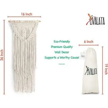 Aura Designs Boho Macrame Wall Hanging 16x36 Inches Decor