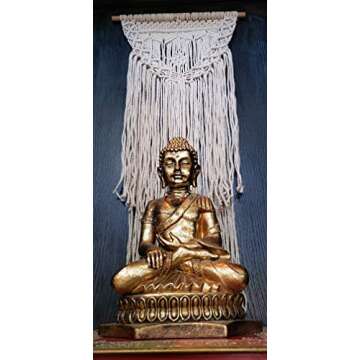 Boho Macrame Wall Hanging Woven Decor - Ivory 16 x 36 Inches Modern Bohemian Farmhouse Wall Art Tapestry Decor for House, Apartment, Dorm Room, Nursery, Party Decorations, Wedding, Wall Ornament