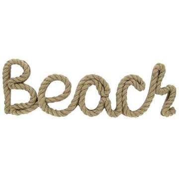 Beach Rope Word Wall Decor Nautical Home Lanai Tiki Bar Luau Decoration Plaque