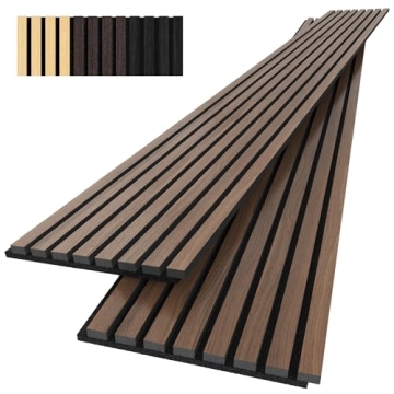 Acoustic Wood Wall Panels, 2-Pack 94.5" x 12.6" Soundproof Wall Panels, Wood Slat Wall Panels for Wa...