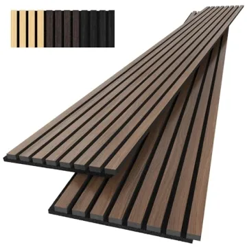 Acoustic Wood Wall Panels, 2-Pack 94.5" x 12.6" Soundproof Wall Panels, Wood Slat Wall Panels for Wa...