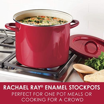 Rachael Ray 12 Quart Red Stock Pot with Lid for Cooking