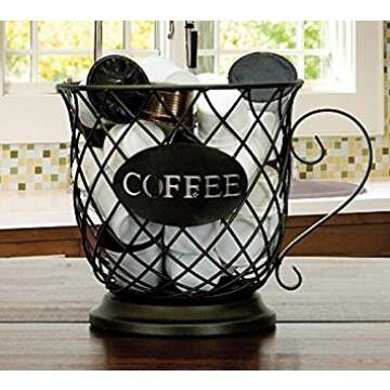 Boston Warehouse Coffee Mug Kup Keeper, Storage Basket,20 pods