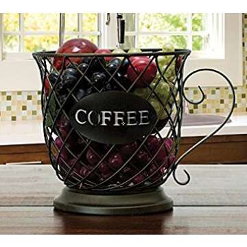 Boston Warehouse Coffee Mug Kup Keeper, Storage Basket,20 pods