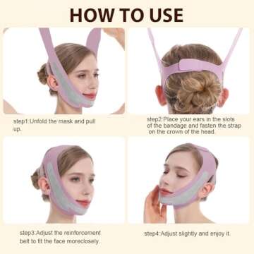 ROWMATE Graphene V-Line Mask, Chin Strap for Sleeping,Chin Strap for Women,Jaw Exerciser,lilac,M