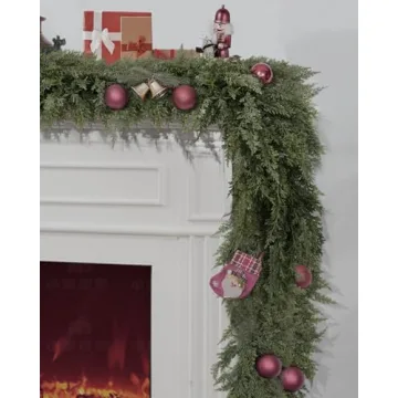 Cedar Garland 9FT Christmas Garland Real Touch Garland Artificial Realistic Greenery Cypress Pine Ga...